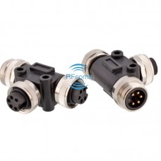 RFcoms 7/8 Sensor Connector 3 4 5 P Pins T Type Splitter Male to Females Socket Connecting Plug Screw Adapters Circular Connectors 