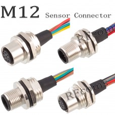 RFcoms M12 PCB Sensor Connector Cable 2 3 4 5 6 8 12 P 17 Pin Sensor Adapter Socket Straight Male/Female Connecting Adapters Panel Front / Rear Mount Connector Circular Connectors Cables 0.3M 0.5M 1M 2M 3M 4M 5M 