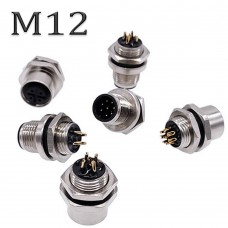 RFcoms M12 Sensor Connector 2 3 4 5 6 8 12 P 17 Pin Sensor Adapter Solder Socket Straight Male/Female Connecting Adapters Panel Front / Rear Mount Soldering  Connector Circular Connectors for Cognex Industrial Camera Sensor