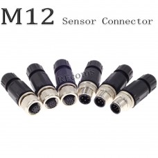 RFcoms M12 Sensor Connector Plug 2 3 4 5 6 Pin 8 P 12 17 Pins Straight Male/ Female Plug Screw PG9 Outlet Plug Connecting Threaded Coupling Adapters Circular Connectors 