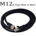 RFcoms M12 X Type Male Plug to RJ45  Ethernet Cable Prfinet Cat5E  Sensor Connector Cable Waterproof Circle Adapters Cable  1M 2M 3M 5M 8M 10M