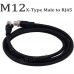 RFcoms M12 X Type Male Plug to RJ45  Ethernet Cable Prfinet Cat5E  Sensor Connector Cable Waterproof Circle Adapters Cable  1M 2M 3M 5M 8M 10M