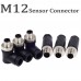 RFcoms M12 Sensor Connector Plug 2 3 4 5 6 Pin 8 P Pins 4P D code 5Pin B Code Angled/Straight Male/Female Plug Screw PG7/PG9 Outlet Plug Connecting Threaded Coupling Adapters Circular Connectors