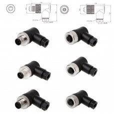 RFcoms M12 Sensor Connector 2 3 4 5 8 Pin 4P D Code 5Pin B Code Sensor Adapter Male/Female Right Angled Plug Threaded Coupling Adapters Circular Connectors for Cognex Industrial Camera Sensor