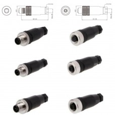 RFcoms M12 Sensor Connector Waterproof Cable 2 3 4 5 6 Pin 8 P Pins 4P D code 5Pin B Code Straight Plug Screw PG7 PG9 Outlet Plug Connecting Threaded Coupling Adapters Circular Connectors for Cognex Industrial Camera 