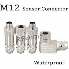 RFcoms M12 Sensor Connector Plug 2 3 4 5 8 P Pins Straight/Right Angled Male/Female Metal Assembled Plug Screw PG7/PG9 Outlet Plug Connecting Threaded Coupling Adapters Circular Connectors for Cognex Industrial