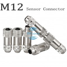 RFcoms M12 Sensor Connector 2 3 4 5 8 P Pins Straight Male/Female Metal Assembled Plug Screw PG7/PG9 Outlet Plug Connecting Threaded Coupling Adapters Circular Connectors for Cognex Industrial Camera 