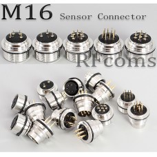 RFcoms M16 PCB Sensor Connector  2 3 4 5 6 8 12 14 16P Pins Straight Male/Female PCB Panel Front Mount/ Back Mount Connecting  Solderiing Adapters Circular Connectors for Cognex Industrial Camera 