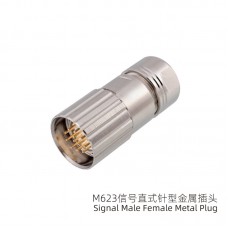 RFcoms M23 Sensor Connector 6 7 8 9 P 12 17P Pins Solder Socket Straight M623 Signal Straight Connectors Male Metal Assembled Plug Crimp Adapter