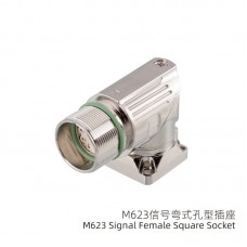 RFcoms M23 Sensor Connector 6 7 8 9 P 12 17P Pins Solder Socket Angled M623 Signal Female Square Assembled Socket (Crimp, Mount hole 19.8x19.8)