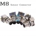 RFcoms M8 Sensor Connector Waterproof 3 4 5 6 8 / 4PIN D Code PCB Right Angled Adapter Aviation Panel Mount Connectors EU Industrial Circular Aviation Connector