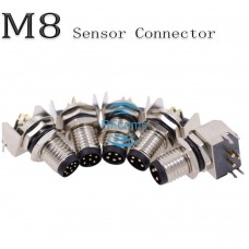 RFcoms M8 Sensor Connector Waterproof 3 4 5 6 8 P / 4PIN D Code PCB Male Right Angled Adapter Aviation Panel Mount Connectors EU Industrial Circular Aviation Connector