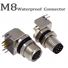 RFcoms M8 Sensor Connector Waterproof 8P 8Pin PCB Male /Female Right Angled Adapter Aviation Panel Mount Connectors EU Industrial Circular Aviation Connector