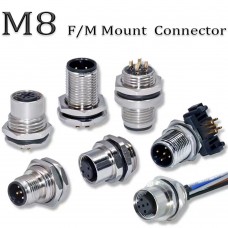 RFcoms M8 Sensor Connector Waterproof Straight 3 4 5 6 8 P Pin PCB Rear Panel Mount / Front Mount Connectors EU Circle Adapters