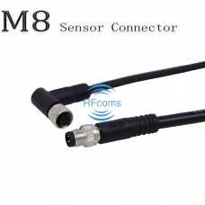 RFcoms M8 Sensor Connector Cable Dual Head Male/Female Straight/Angled  Plugs Cables Waterproof 3 4 5 6 8 P Pin PVC Overmolded Plug Aviation Plug Cable Connectors EU Industrial Circular Aviation Connector