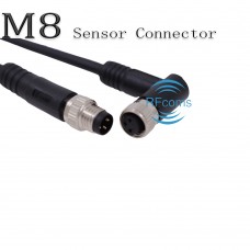 RFcoms M8 Sensor Connector Cable Waterproof 3 4 5 6 8 P Pin PVC/PUR Overmolded Plug Aviation Plug Cable Connectors EU Industrial Circular Aviation Connector