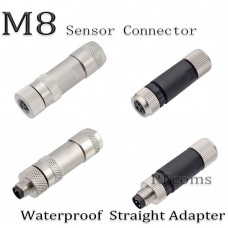 RFcoms M8 Sensor Connector Waterproof Straight Alloy/Plastic Plug 3 4 P Pins Aviation Plug Connectors EU Industrial Circular Aviation Connector