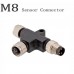 RFcoms M8 Sensor Connector Waterproof T Type 1Male to 2 Female Splitter Plug 3 4 6Pin 5Pin B Code Aviation Plug Connectors EU Industrial Circular Aviation Connector