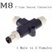 RFcoms M8 Sensor Connector Waterproof T Type 1Male to 2 Female Splitter Plug 3 4 6Pin 5Pin B Code Aviation Plug Connectors EU Industrial Circular Aviation Connector