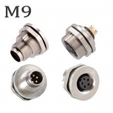 RFcoms M9 Sensor Connector 2 3 4 5 6 8 P Pins Straight Male/Female Metal Assembled Plug  Front Mount/ Back Mount Connecting Threaded Coupling Adapters Circular Connectors for Cognex Industrial Camera 